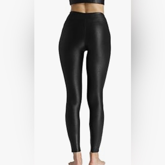 Faux Leather Leggings WomenTummyControlSeamless Stretch Pleather Pants XXL Black - Picture 3 of 8